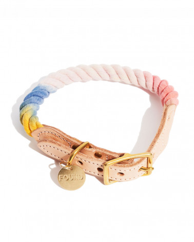 Nice collar made of cotton rope and leather, in ombre style.