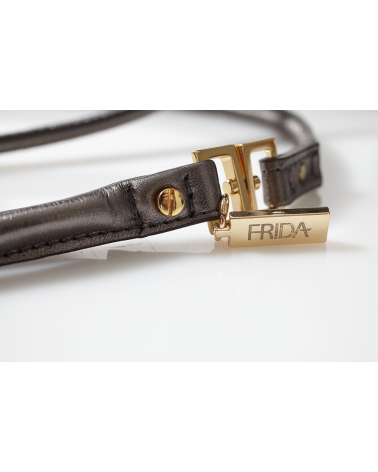 Dog leash Frida Firenze nappa leather metallic grey